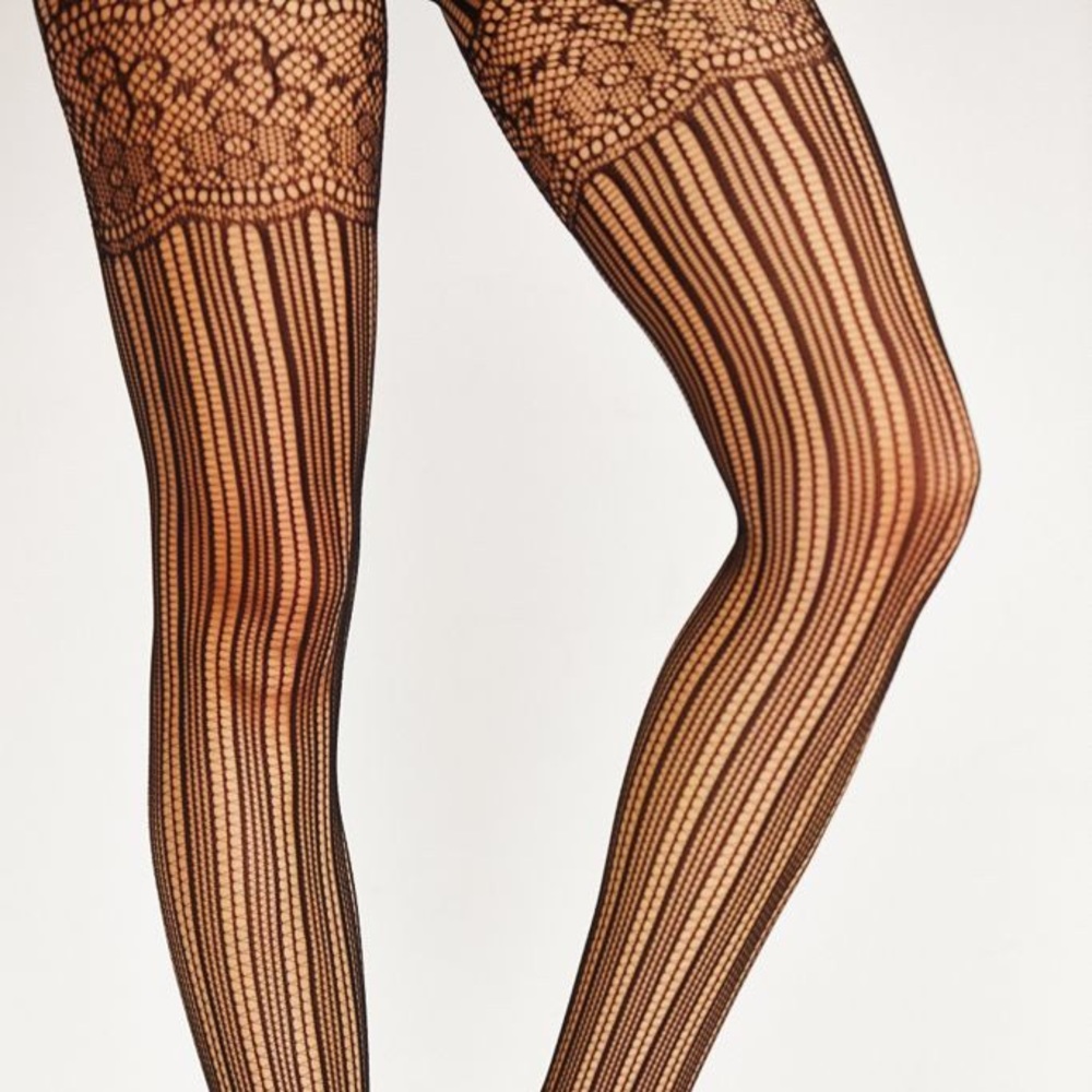 Open Work Faux Garter Tight